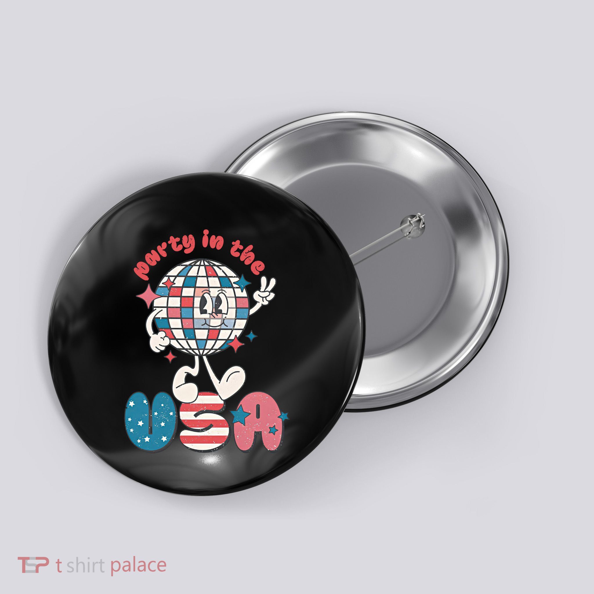 Party In The USA Retro 4th Of July Groovy Patriotic Fourth Of July Button