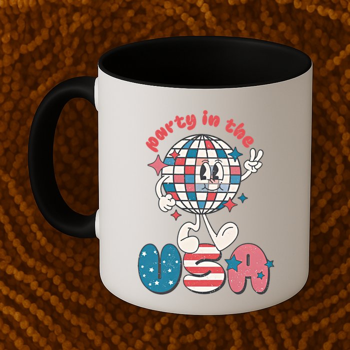 Party In The USA Retro 4th Of July Groovy Patriotic Fourth Of July Mug