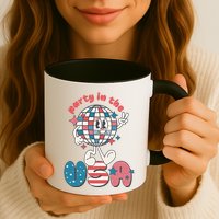Party In The USA Retro 4th Of July Groovy Patriotic Fourth Of July Mug