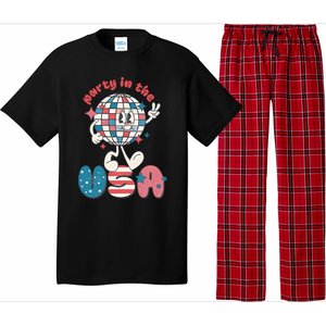 Party In The USA Retro 4th Of July Groovy Patriotic Fourth Of July Pajama Set