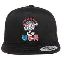 Party In The USA Retro 4th Of July Groovy Patriotic Fourth Of July Flatbill Hat