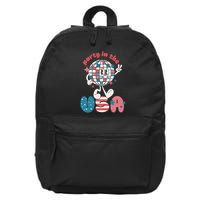 Party In The USA Retro 4th Of July Groovy Patriotic Fourth Of July 16 in Basic Backpack