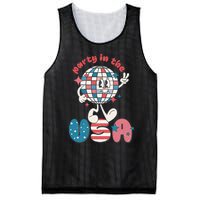 Party In The USA Retro 4th Of July Groovy Patriotic Fourth Of July Mesh Reversible Basketball Jersey Tank