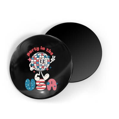 Party In The USA Retro 4th Of July Groovy Patriotic Fourth Of July Magnet