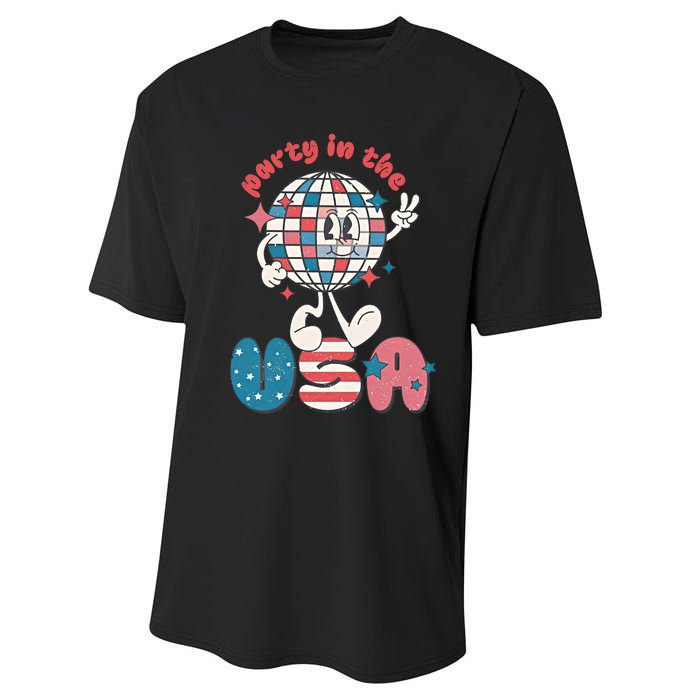 Party In The USA Retro 4th Of July Groovy Patriotic Fourth Of July Performance Sprint T-Shirt