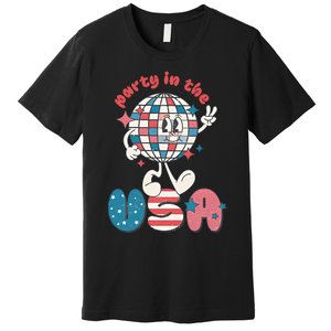 Party In The USA Retro 4th Of July Groovy Patriotic Fourth Of July Premium T-Shirt