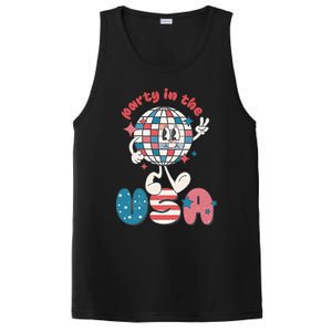 Party In The USA Retro 4th Of July Groovy Patriotic Fourth Of July PosiCharge Competitor Tank