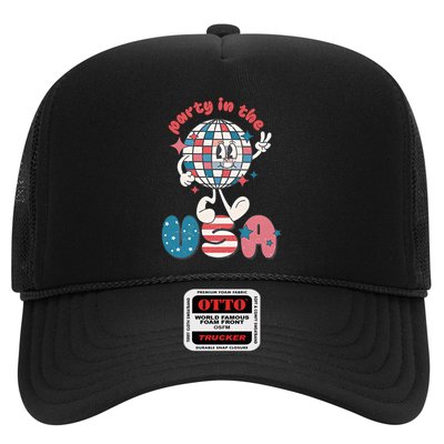 Party In The USA Retro 4th Of July Groovy Patriotic Fourth Of July Trucker Hat
