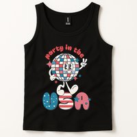 Party In The USA Retro 4th Of July Groovy Patriotic Fourth Of July Tank Top