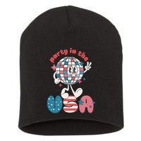 Party In The USA Retro 4th Of July Groovy Patriotic Fourth Of July Short Acrylic Beanie