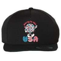 Party In The USA Retro 4th Of July Groovy Patriotic Fourth Of July Wool Snapback Cap