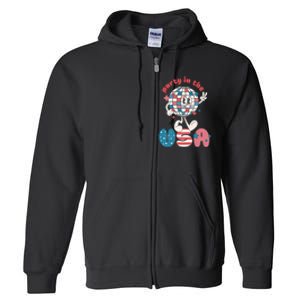 Party In The USA Retro 4th Of July Groovy Patriotic Fourth Of July Full Zip Hoodie