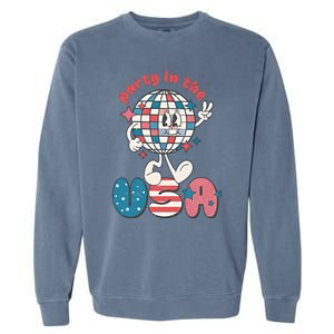 Party In The USA Retro 4th Of July Groovy Patriotic Fourth Of July Garment-Dyed Sweatshirt