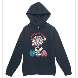 Party In The USA Retro 4th Of July Groovy Patriotic Fourth Of July Urban Pullover Hoodie