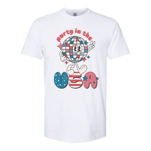 Party In The USA Retro 4th Of July Groovy Patriotic Fourth Of July Softstyle CVC T-Shirt