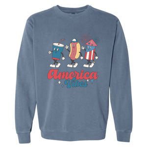 Party In The Usa Hot Dog Love USA Funny Fourth Of July Gift Garment-Dyed Sweatshirt