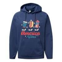 Party In The Usa Hot Dog Love USA Funny Fourth Of July Gift Performance Fleece Hoodie