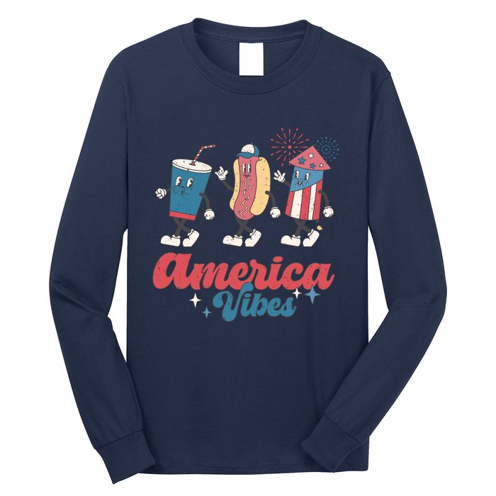 Party In The Usa Hot Dog Love USA Funny Fourth Of July Gift Long Sleeve Shirt