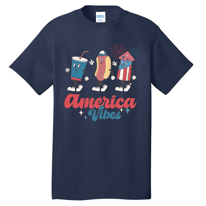 Party In The Usa Hot Dog Love USA Funny Fourth Of July Gift Tall T-Shirt