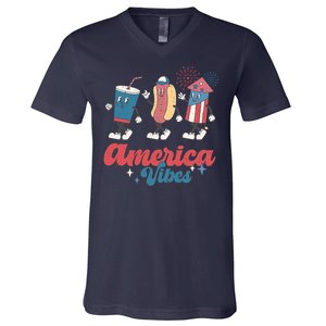 Party In The Usa Hot Dog Love USA Funny Fourth Of July Gift V-Neck T-Shirt