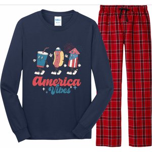 Party In The Usa Hot Dog Love USA Funny Fourth Of July Gift Long Sleeve Pajama Set