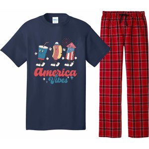 Party In The Usa Hot Dog Love USA Funny Fourth Of July Gift Pajama Set