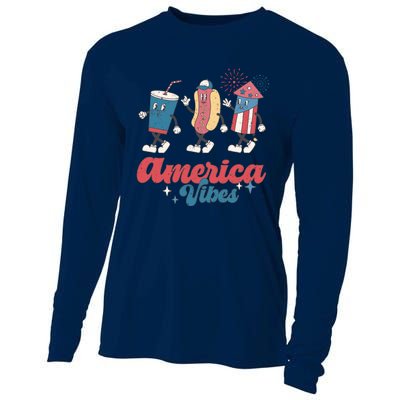 Party In The Usa Hot Dog Love USA Funny Fourth Of July Gift Cooling Performance Long Sleeve Crew