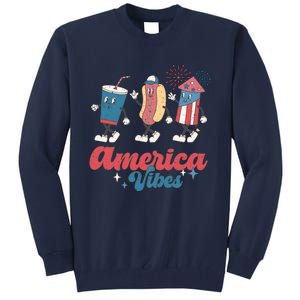 Party In The Usa Hot Dog Love USA Funny Fourth Of July Gift Tall Sweatshirt