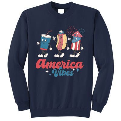 Party In The Usa Hot Dog Love USA Funny Fourth Of July Gift Tall Sweatshirt