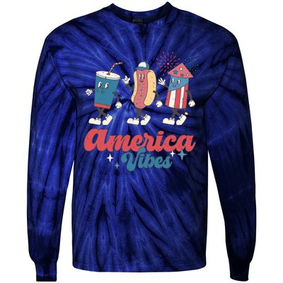 Party In The Usa Hot Dog Love USA Funny Fourth Of July Gift Tie-Dye Long Sleeve Shirt