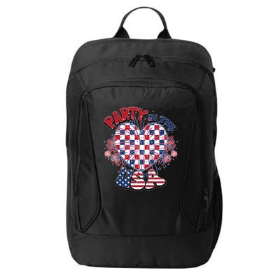 Party In The Usa Firework Red White Blue Heart City Backpack