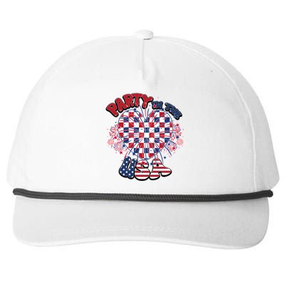 Party In The Usa Firework Red White Blue Heart Snapback Five-Panel Rope Hat