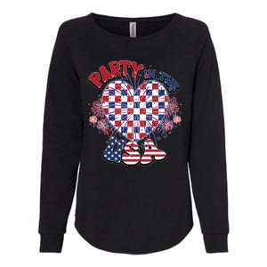 Party In The Usa Firework Red White Blue Heart Womens California Wash Sweatshirt