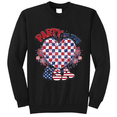 Party In The Usa Firework Red White Blue Heart Tall Sweatshirt
