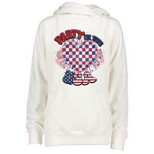 Party In The Usa Firework Red White Blue Heart Womens Funnel Neck Pullover Hood