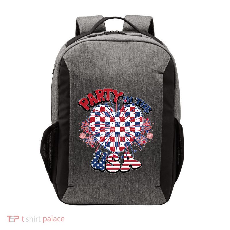 Party In The Usa Firework Red White Blue Heart Vector Backpack