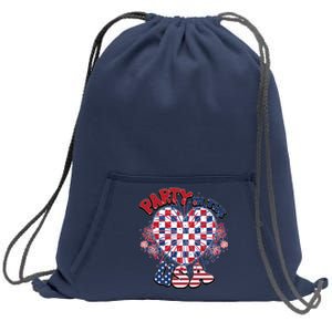 Party In The Usa Firework Red White Blue Heart Sweatshirt Cinch Pack Bag