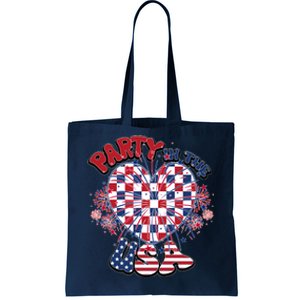 Party In The Usa Firework Red White Blue Heart Tote Bag