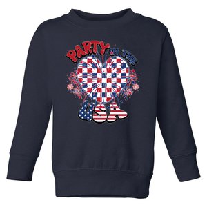 Party In The Usa Firework Red White Blue Heart Toddler Sweatshirt