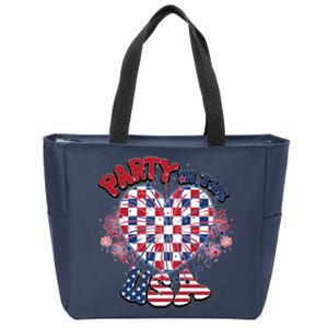 Party In The Usa Firework Red White Blue Heart Zip Tote Bag