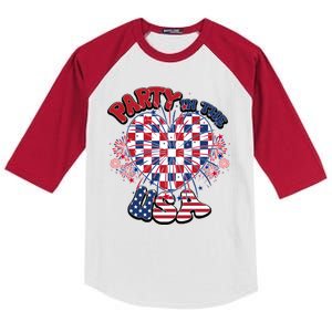 Party In The Usa Firework Red White Blue Heart Kids Colorblock Raglan Jersey