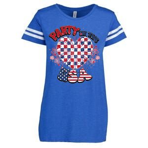 Party In The Usa Firework Red White Blue Heart Enza Ladies Jersey Football T-Shirt