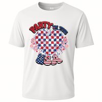 Party In The Usa Firework Red White Blue Heart Cooling Performance Crew T-Shirt
