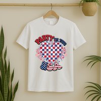 Party In The Usa Firework Red White Blue Heart T-Shirt