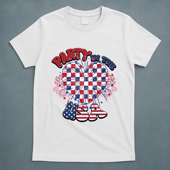 Party In The Usa Firework Red White Blue Heart T-Shirt