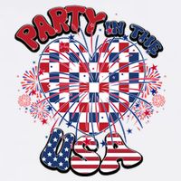 Party In The Usa Firework Red White Blue Heart T-Shirt