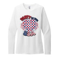 Party In The Usa Firework Red White Blue Heart Womens CVC Long Sleeve Shirt