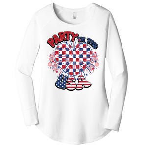 Party In The Usa Firework Red White Blue Heart Women's Perfect Tri Tunic Long Sleeve Shirt