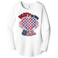 Party In The Usa Firework Red White Blue Heart Women's Perfect Tri Tunic Long Sleeve Shirt