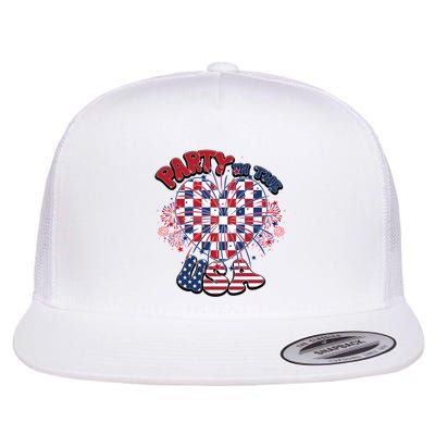 Party In The Usa Firework Red White Blue Heart Flatbill Hat